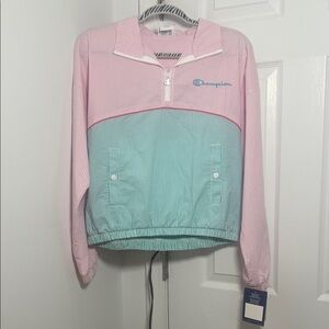 Champion women’s jacket Pink and Mint Green Striped Pullover
